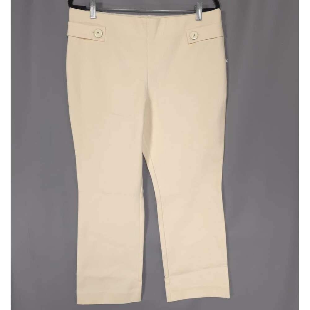 ANTHROPOLOGIE MAEVE Womens New Pants LARGE Poopy Kick Flare Pull On Light Yellow
